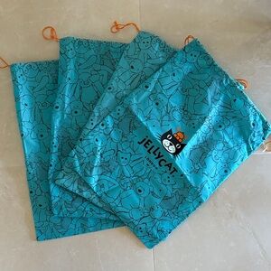 Jellycat Teal Drawstring Bags SET OF FOUR with Animal Print
